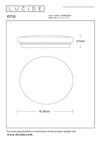 OTIS - Plafonnière - Ø 39 cm - LED - 1x32W 3000K - Opaal