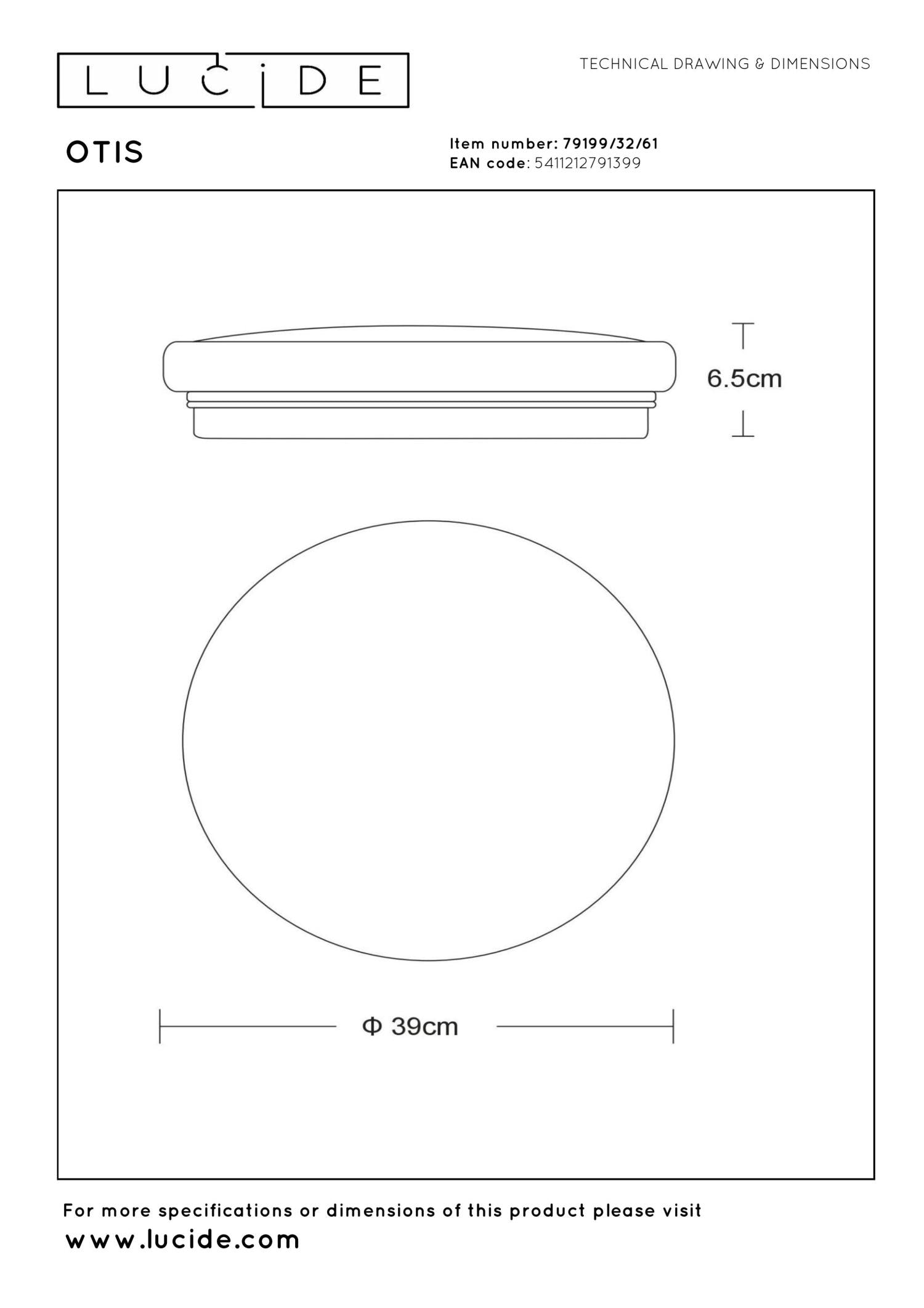 OTIS - Plafonnière - Ø 39 cm - LED - 1x32W 3000K - Opaal