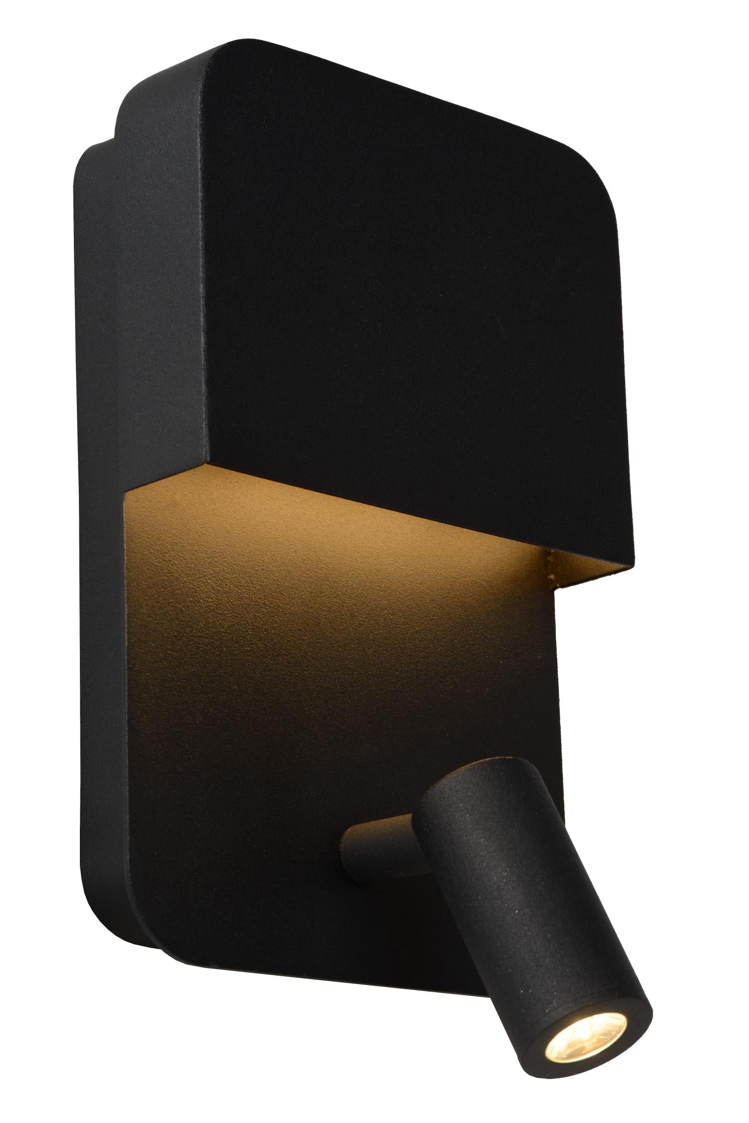 BOXER - Bedlamp / Wandlamp - LED - 3000K - Met USB oplaadpunt - Zwart