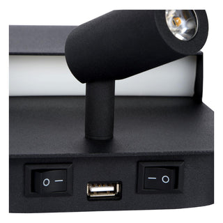 BOXER - Bedlamp / Wandlamp - LED - 3000K - Met USB oplaadpunt - Zwart