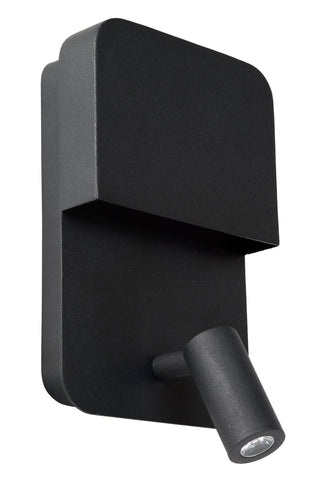 BOXER - Bedlamp / Wandlamp - LED - 3000K - Met USB oplaadpunt - Zwart