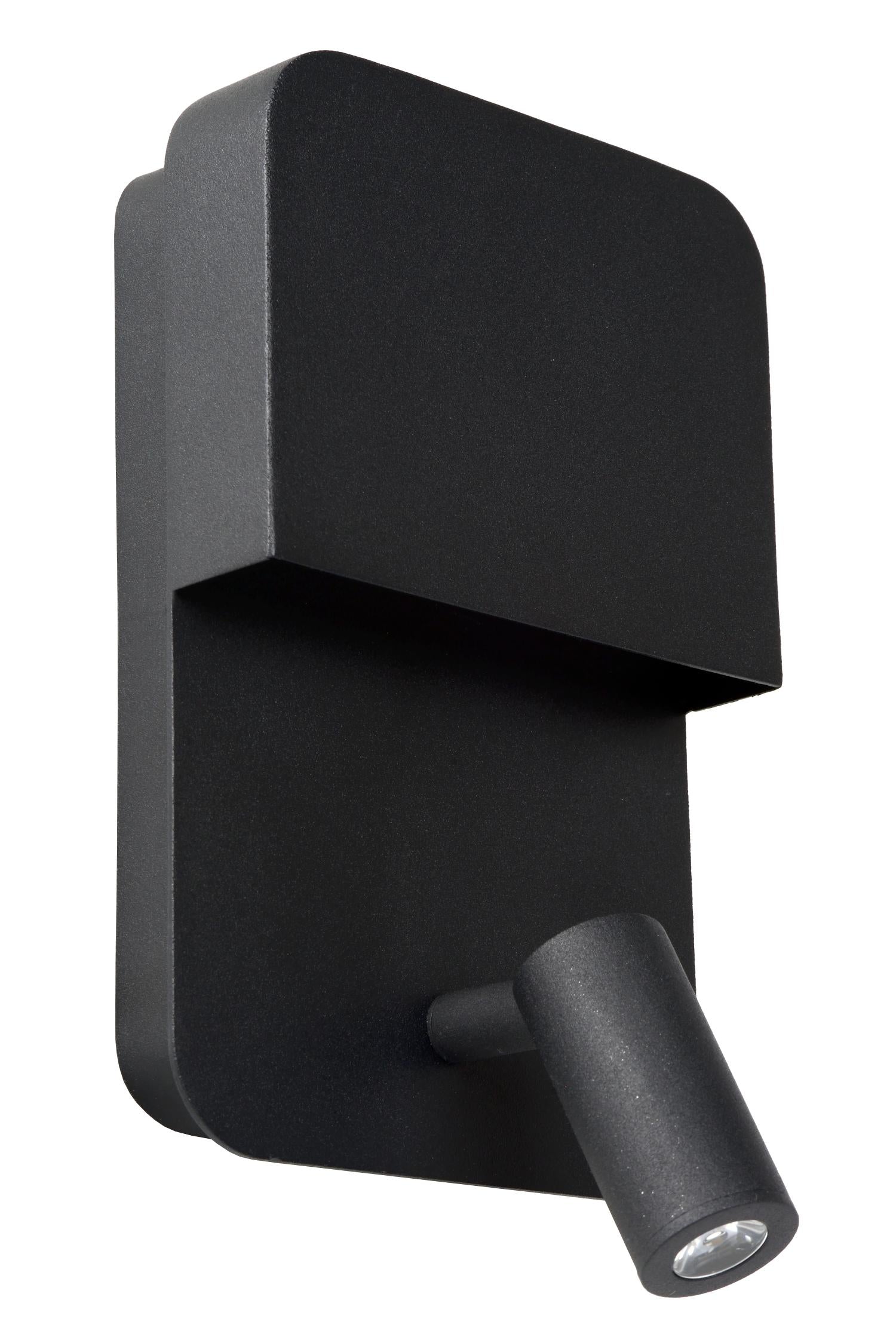 BOXER - Bedlamp / Wandlamp - LED - 3000K - Met USB oplaadpunt - Zwart