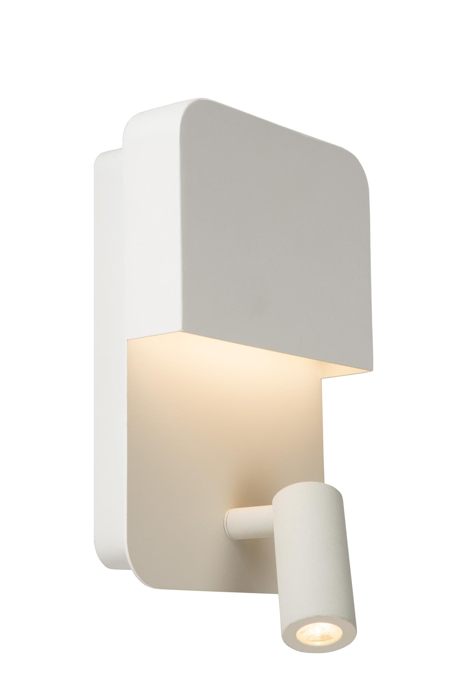 BOXER - Lampe de chevet / Applique murale - LED - 3000K - Avec port de charge USB - Blanc