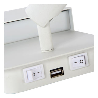 BOXER - Lampe de chevet / Applique murale - LED - 3000K - Avec port de charge USB - Blanc