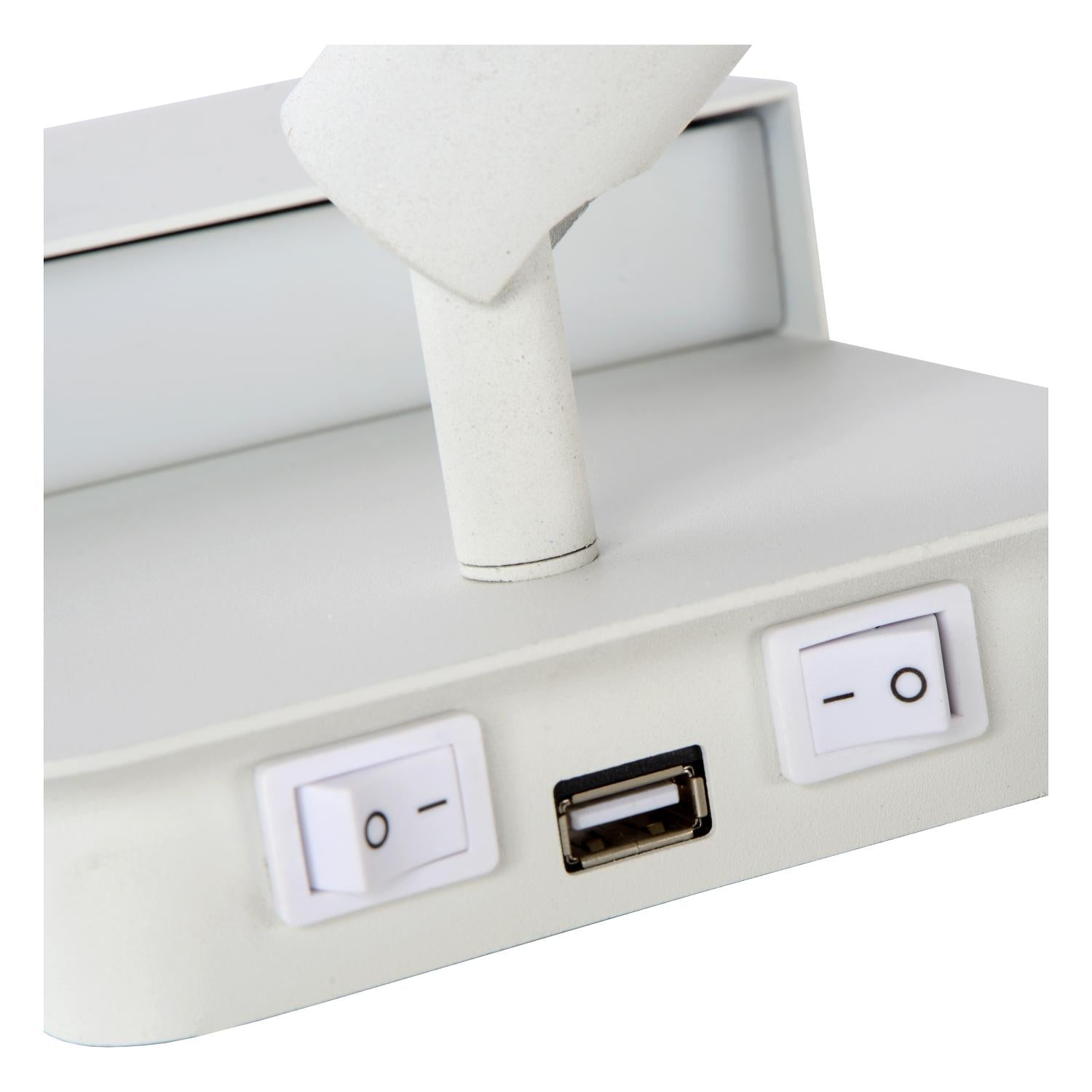 BOXER - Lampe de chevet / Applique murale - LED - 3000K - Avec port de charge USB - Blanc