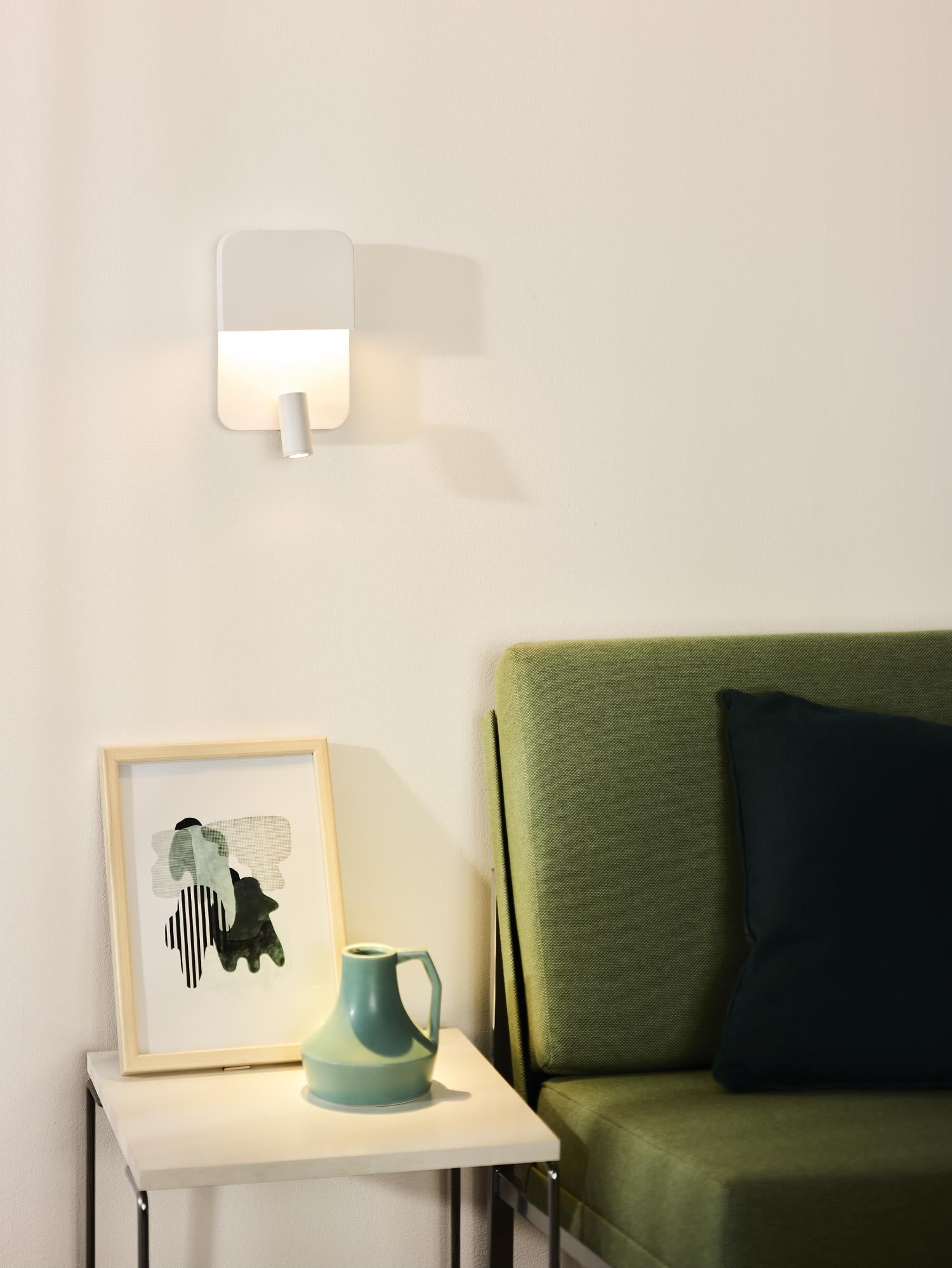 BOXER - Lampe de chevet / Applique murale - LED - 3000K - Avec port de charge USB - Blanc