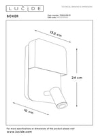 BOXER - Lampe de chevet / Applique murale - LED - 3000K - Avec port de charge USB - Blanc