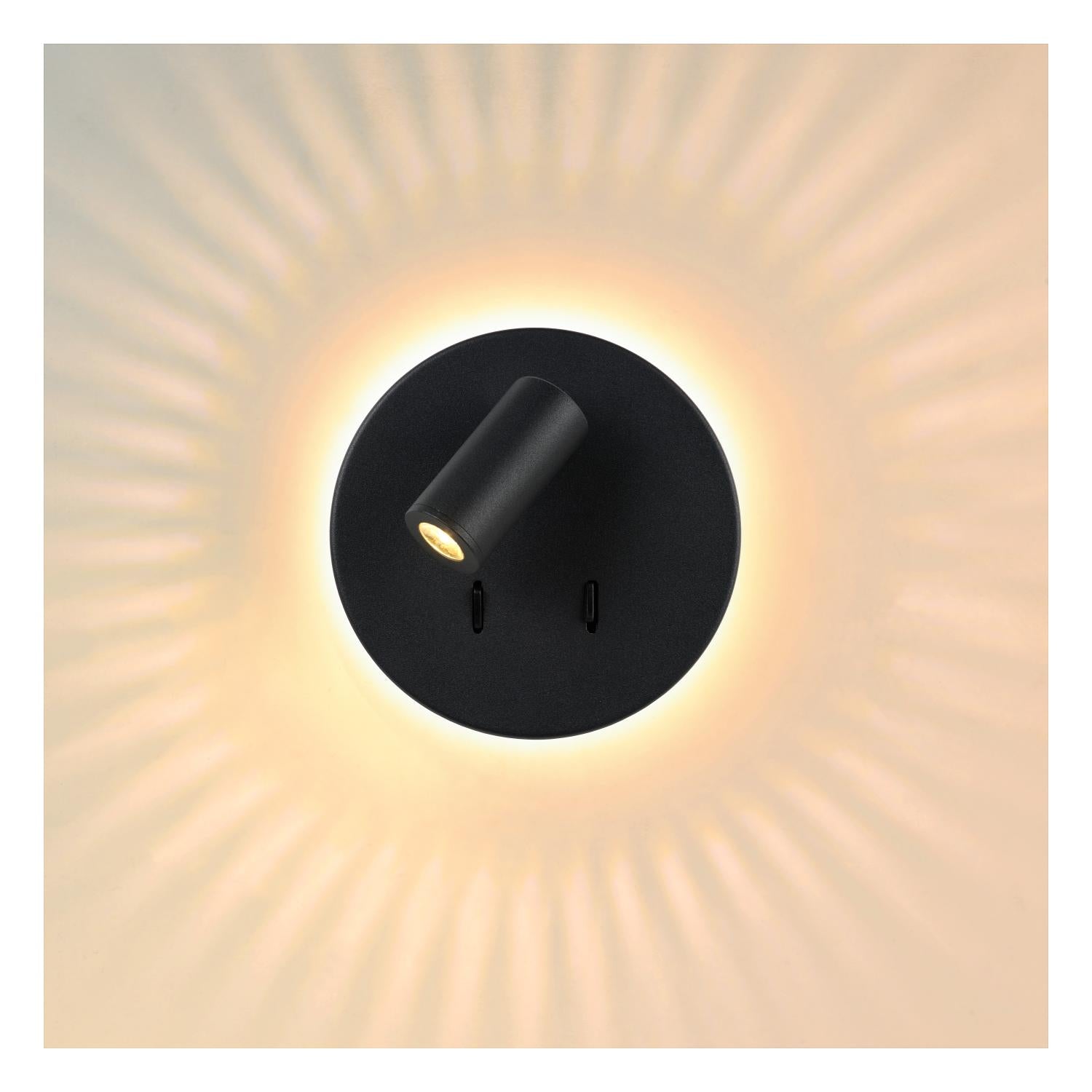 BENTJER - Bedlamp / Wandlamp - Ø 14 cm - LED - 3000K - Zwart