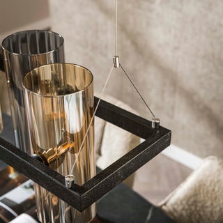 Hanglamp Cylinder Glass artic zwart - 10-lichts, 130 cm breed