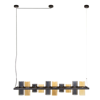 Hanglamp Cylinder Glass artic zwart - 10-lichts, 130 cm breed