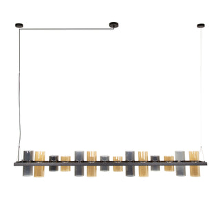 Suspension Cylinder Glass noir artic - 14 lumières, largeur 190 cm