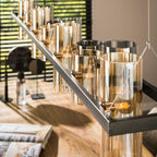 Suspension Cylinder Glass noir artic - 14 lumières, largeur 190 cm