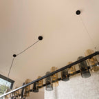 Suspension Cylinder Glass noir artic - 14 lumières, largeur 190 cm
