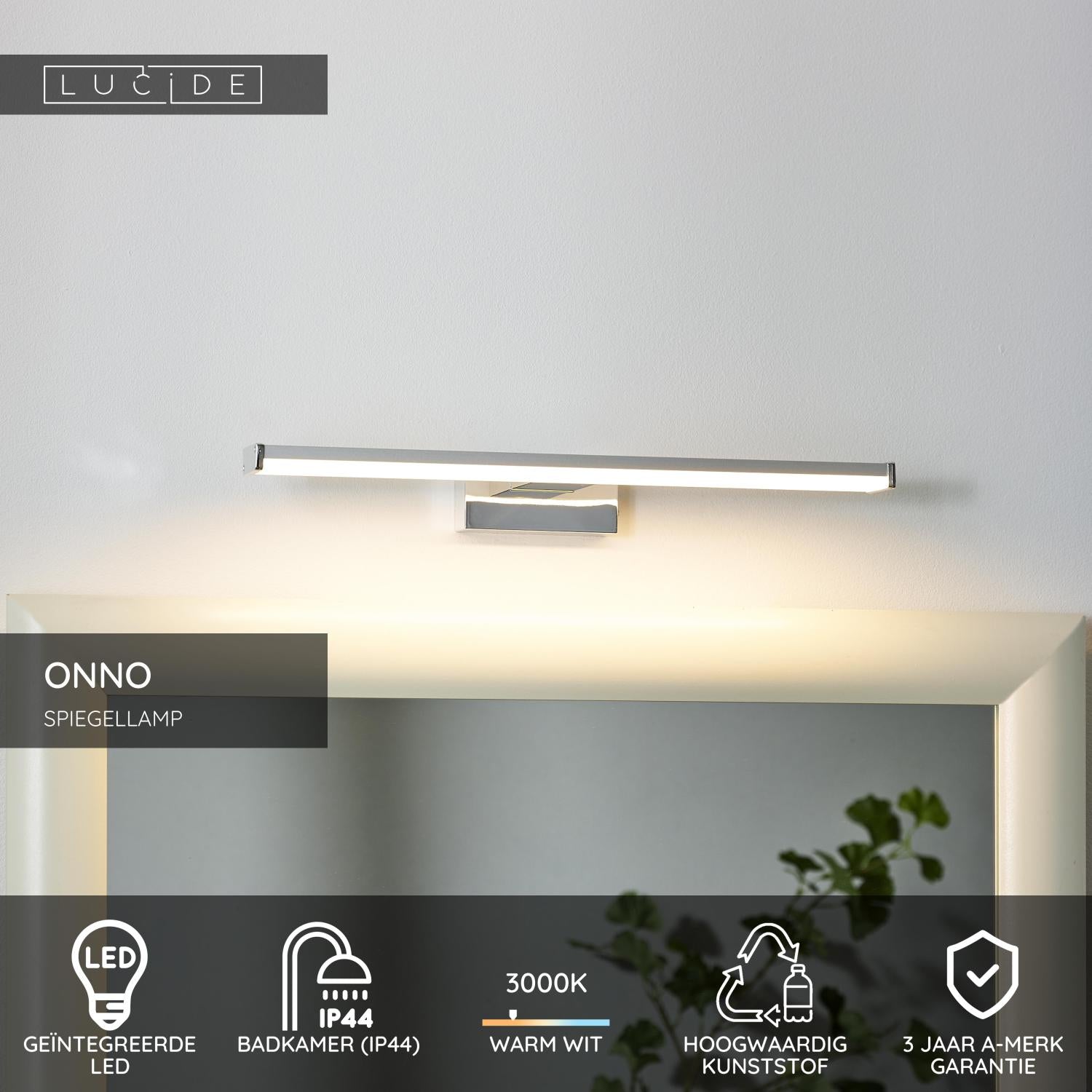 ONNO - Spiegellamp Badkamer - LED - 1x8W 3000K - IP44 - Mat chroom