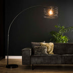 Lampadaire arc Curl anthracite - 1 lumière, hauteur 192 cm