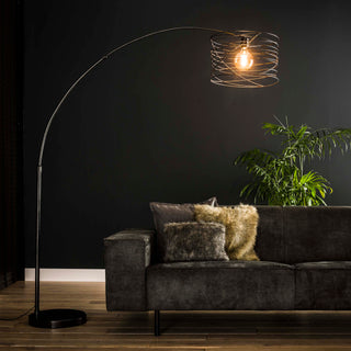 Lampadaire arc Curl anthracite - 1 lumière, hauteur 192 cm