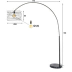 Lampadaire arc Curl anthracite - 1 lumière, hauteur 192 cm