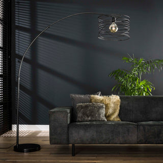 Lampadaire arc Curl anthracite - 1 lumière, hauteur 192 cm