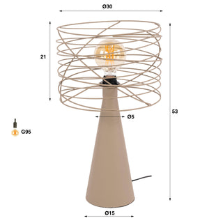 Lampe de table Curl beige - 1 lumière, hauteur 52 cm