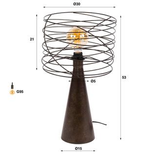 Lampe de table Curl brun urban - 1 lumière, hauteur 52 cm