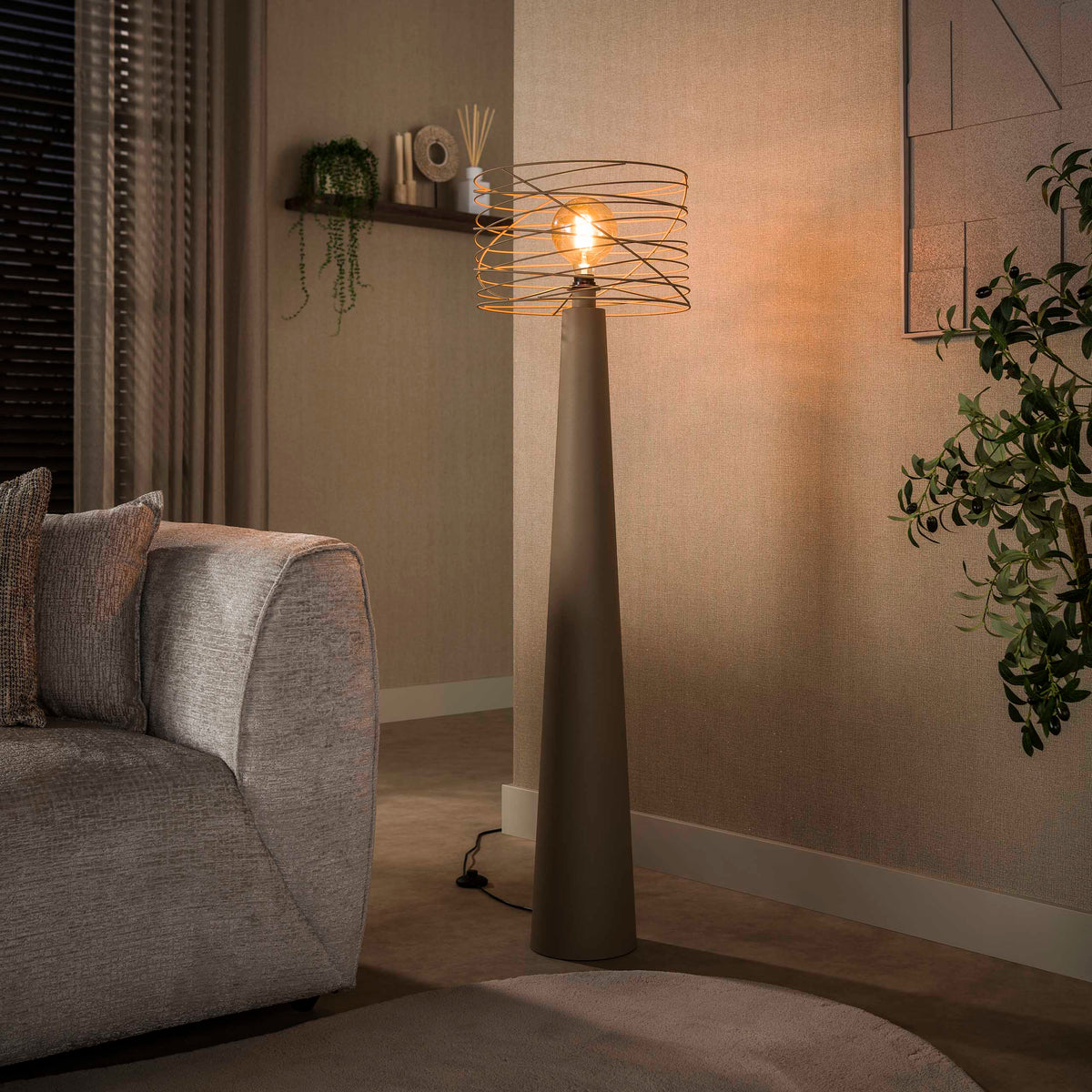 Floor lamp Curl beige - 1-light, 145 cm high