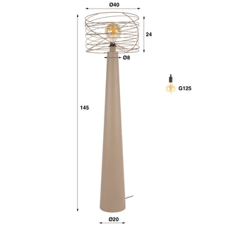 Lampadaire Curl beige - 1 lumière, hauteur 145 cm