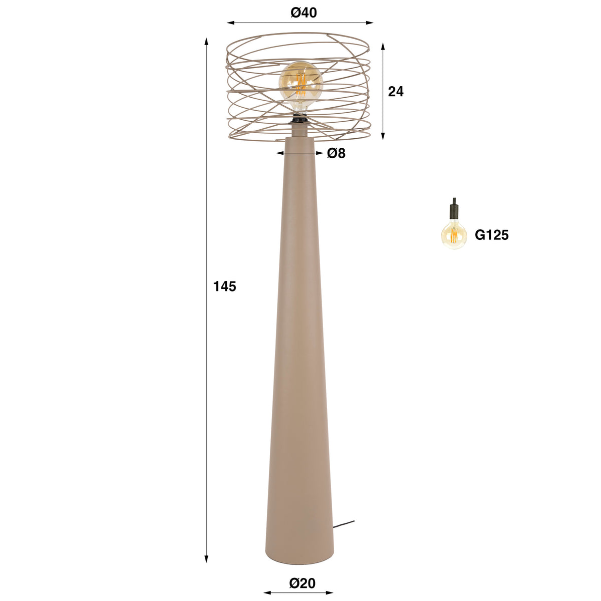 Floor lamp Curl beige - 1-light, 145 cm high
