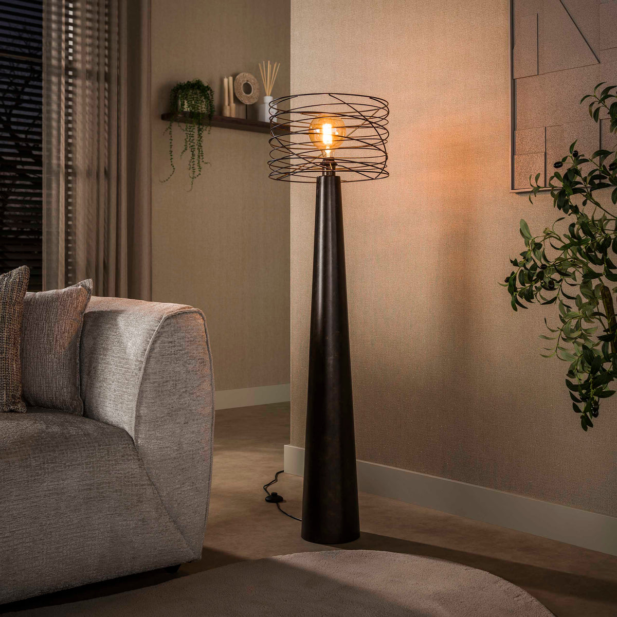 Floor lamp Curl urban brown - 1-light, 145 cm high