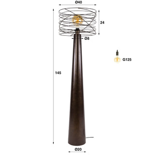Lampadaire Curl brun urban - 1 lumière, hauteur 145 cm