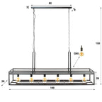 Suspension Decorate anthracite - 6 lumières, largeur 160 cm