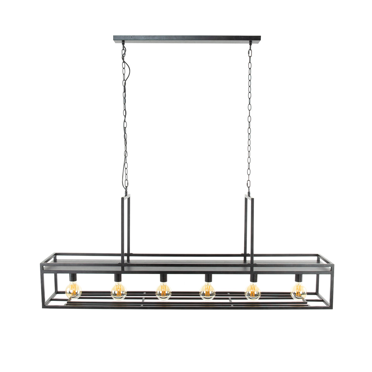 Hanglamp Decorate antraciet - 6-lichts, 160 cm breed
