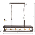 Suspension Decorate brun urban - 6 lumières, largeur 160 cm