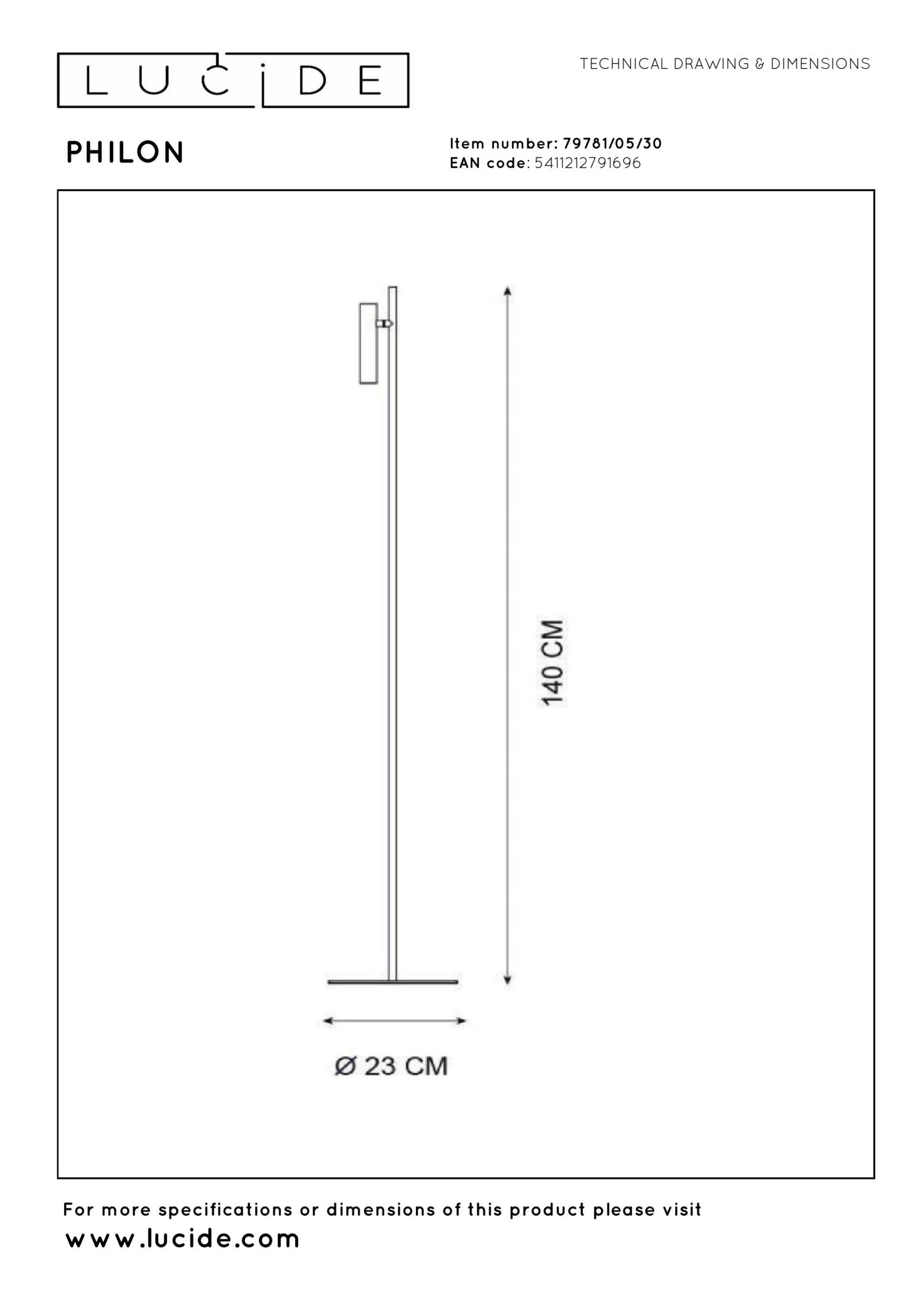PHILON - Liseuse - Ø 23 cm - LED Var. - 1x4,5W 3000K - Noir