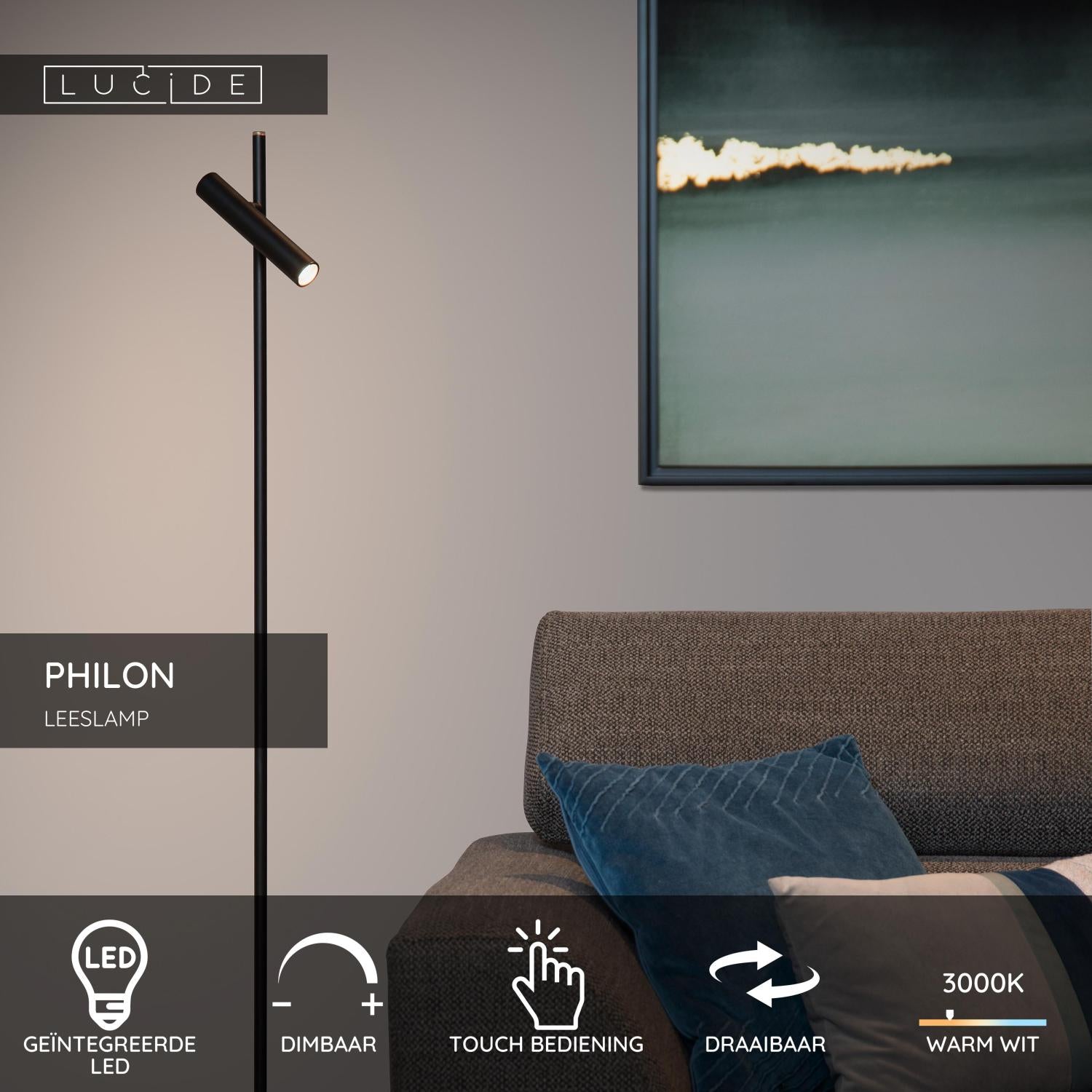PHILON - Liseuse - Ø 23 cm - LED Var. - 1x4,5W 3000K - Noir