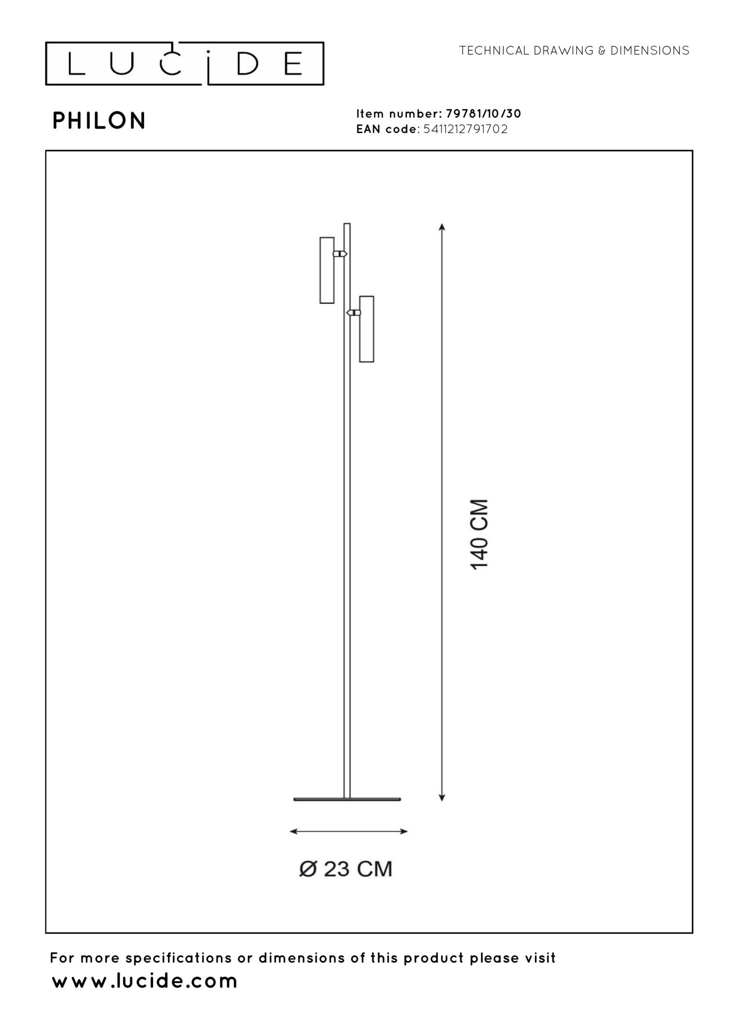 PHILON - Liseuse - Ø 23 cm - LED Var. - 2x4,5W 3000K - Noir