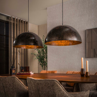 Suspension Dome brun urban - 2 lumières, diamètre 60 cm