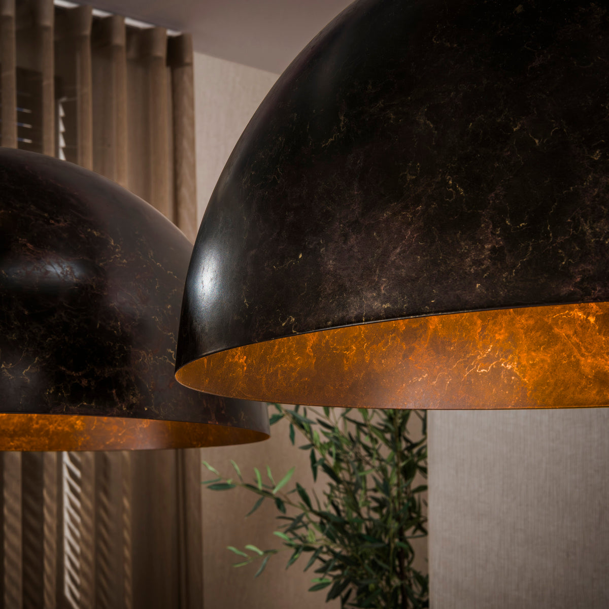 Pendant lamp Dome urban brown - 2-light, diameter 60 cm