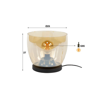 Lampadaire UP L verre ambré - 1 lumière, hauteur 27 cm