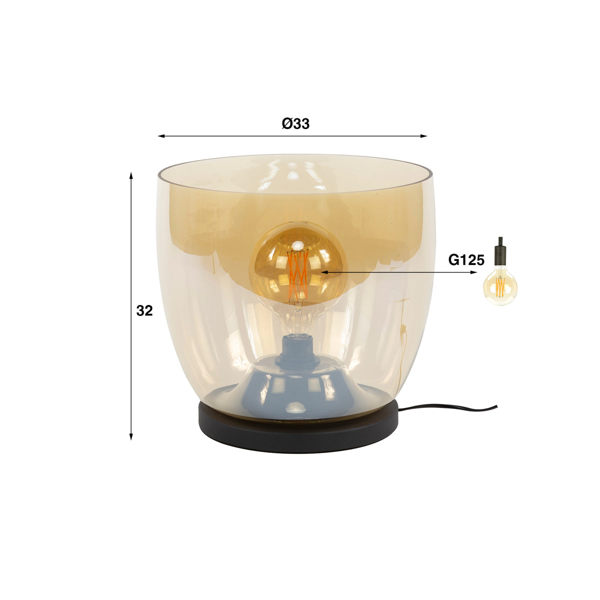 Vloerlamp UP XL amber glas - 1-lichts, 32 cm hoog