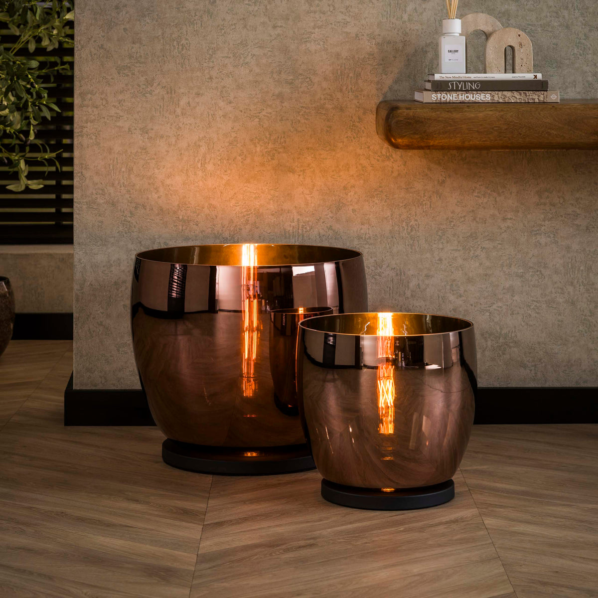 Floor lamp UP XL copper glass - 1-light, 32 cm high