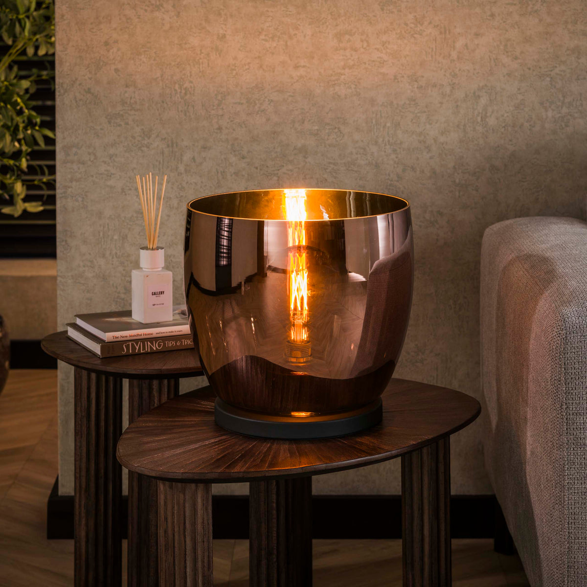 Floor lamp UP XL copper glass - 1-light, 32 cm high