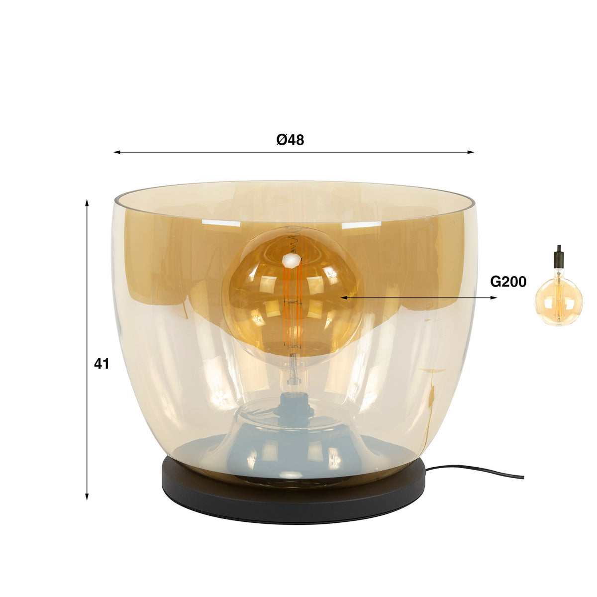 Vloerlamp UP XXL amber glas - 1-lichts, 41 cm hoog