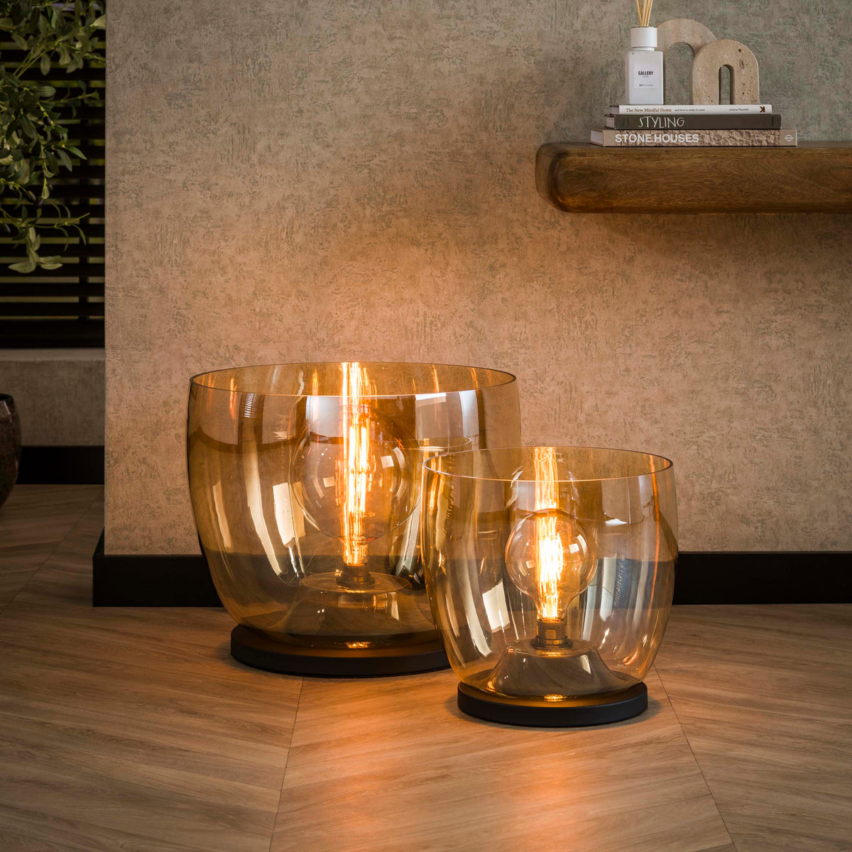 Floor lamp UP XXL amber glass - 1-light, 41 cm high