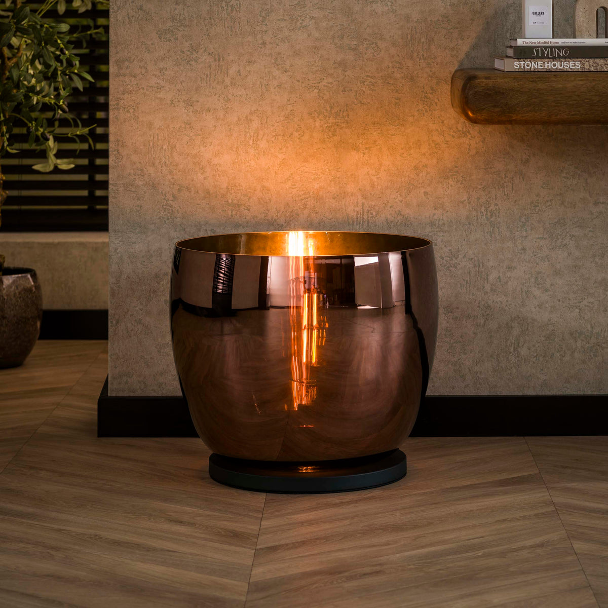 Vloerlamp UP XXL koper glas - 1-lichts, 41 cm hoog