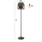 Lampadaire Drift Glass verre gris fumé - 1 lumière, hauteur 170 cm
