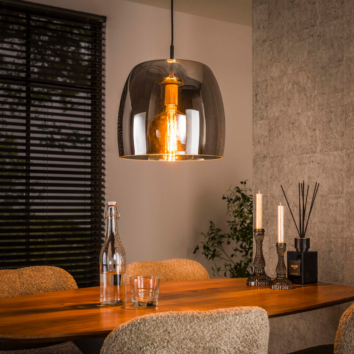 Pendant lamp Drift Glass smoke grey glass - 1-light, diameter 35 cm