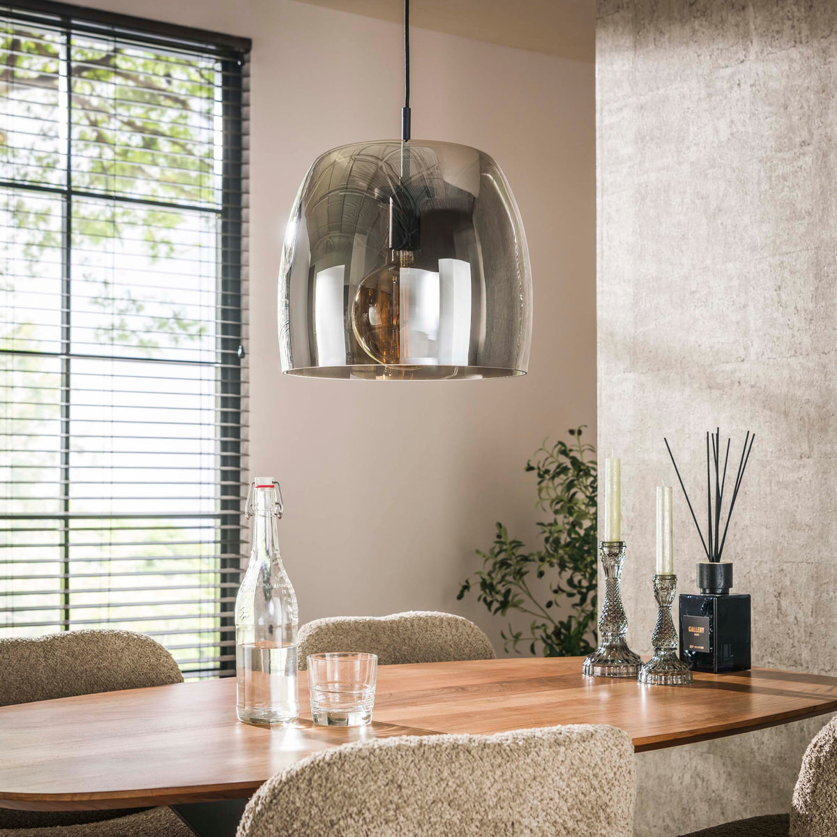 Pendant lamp Drift Glass smoke grey glass - 1-light, diameter 35 cm