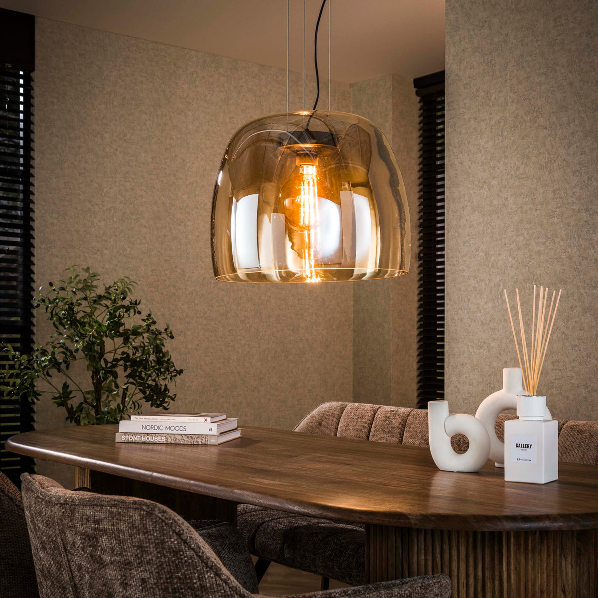 Pendant lamp Drift Glass XL amber glass - 1-light, diameter 48 cm