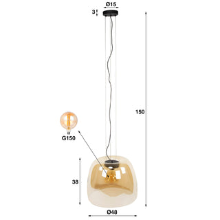Pendant lamp Drift Glass XL amber glass - 1-light, diameter 48 cm