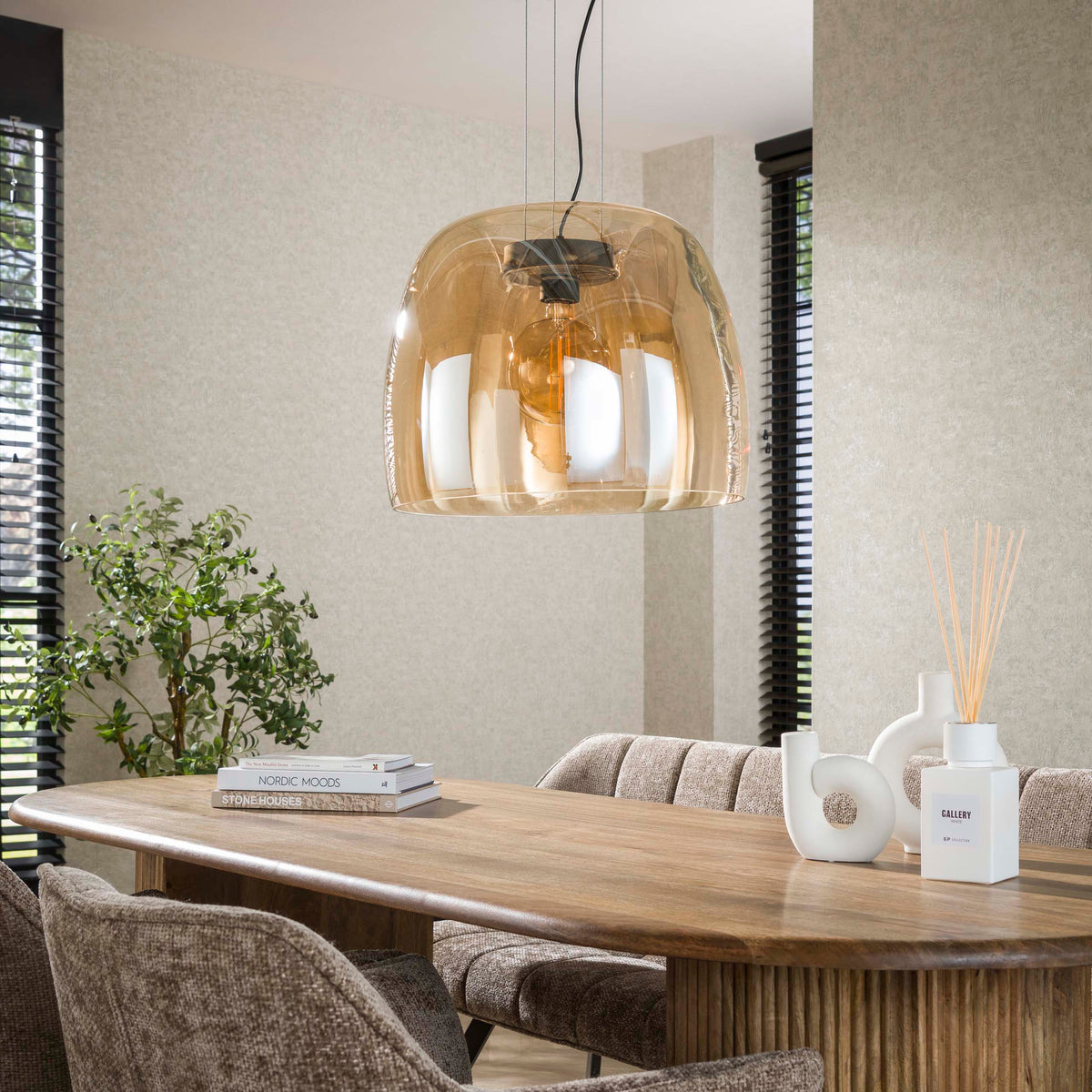Pendant lamp Drift Glass XL amber glass - 1-light, diameter 48 cm